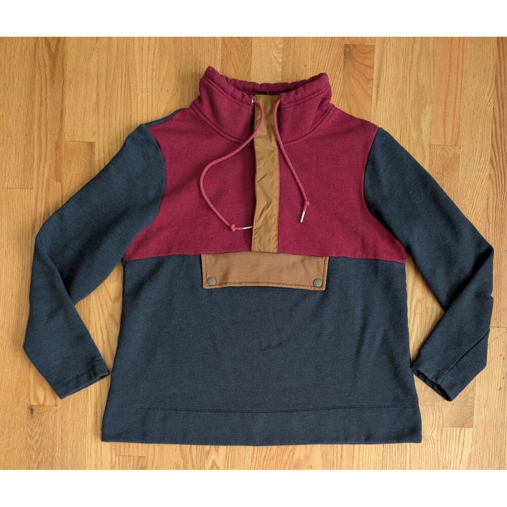 LL Bean Signature Sweatshirt Womens Large Anorak Colorblock Half Zip Pullover